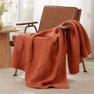Burnt Orange Chenille Farmhouse Throw Blanket